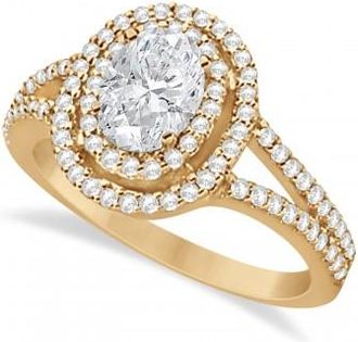 Allurez Double Halo Lab Grown Diamond Engagement Ring 14K Rose Gold 1.34ctw