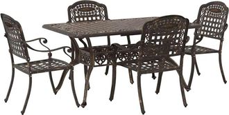 vidaXL Garden Dining Set 5 pcs Bronze Aluminium vidaXL