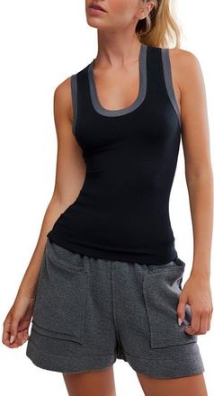 Free People Longer Days Rib Tank in Black at Nordstrom, Size Small