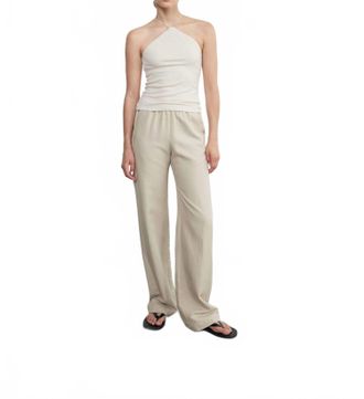 Enza Costa Silk Knit Halter Tank In Canvas