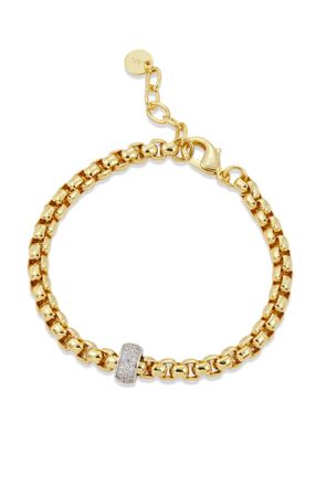 Savvy Cie Jewels 18K GOLD PLATED ROUNDE FRANCO WITH PAVE RHONDELLE BRACELET