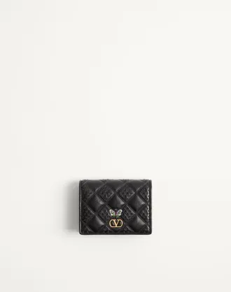 Valentino Garavani Portafoglio Flutterby Valentino Garavani in Nappa Lucida con Ricamo Farfalla Donna NERO UNI