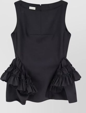 Dries Van Noten casey wool silk dress flared hem