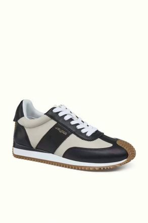 J/Slides Womens Leather Stripe Sneaker In Black / White