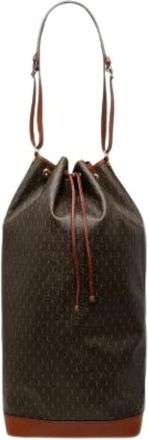 Saint Laurent Pre-owned Canvas Bucket Bag - Dames - Vintage Tas - Bruin - ONE Size - Leer - Vintage