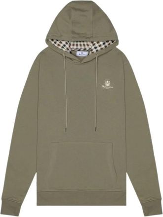Aquascutum Club Check Lined Pullover Hoodie - Heren - Hoodies - Groen - L - Katoen - Hoodies & sweatvesten