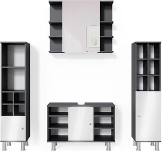 Vicco Conjunto De Muebles De Ba&ntilde;o Fynn, Antracita, 4 Piezas