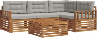 vidaXL Conjunto De Sof&aacute;s De Exterior 5 Uds. Gris Natural Y Claro Vidaxl