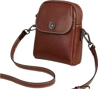 Generic Compatible For Genuine Leather Small Bag Crossbody, Womens Vertical Multi-layer Shoulder(Yellow)