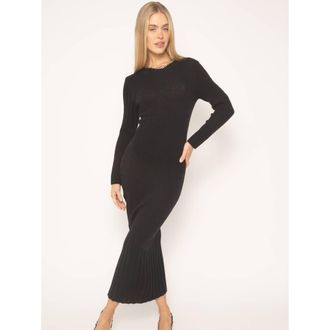 Central Park West Constance Cable Maxi Dress in Black at Nordstrom, Size Small