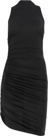 Jacquemus Asymmetrische Ruche Mini Jurk - Dames - Korte kleedjes - Zwart - S - Leer - Kleedjes