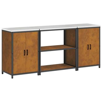 Berkfield Home Kitchen Storage Set with Shelf with Storage with Door 3 pcs Rusty in Brown