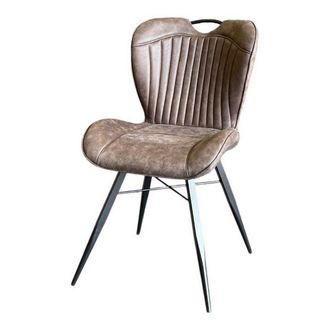 Jaipur Furniture Mala Dining Fabric Chair with Metal Legs (Set of 2) - Brown/Black - Assembly Required in Brown