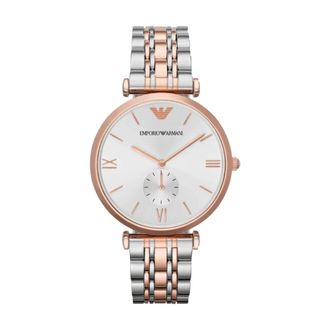 Emporio Armani Accessoires, Dames, Roze, ONE Size, Zilverkleurige Twee-Tone Horloge