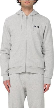 Sun 68 Hoodies & sweatvesten, Heren, Grijs, 2Xl, Katoen, Grijze Fleece Zip-Up Hoodie