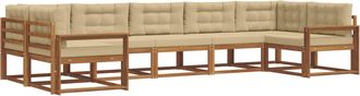 vidaXL Conjunto De Sof&aacute;s De Exterior 7 Uds. Natural Y Beige Vidaxl