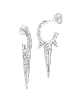 Glaze Jewelry Silver Cz Spiked Hoop Earrings