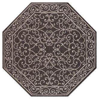 Jonathan Y Designs Charleston Vintage Filigree Textured Weave Octagon Indoor/Outdoor Area Rug in Black/gray at Nordstrom, Size 8Ft 0In X 8Ft 0In