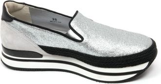 Hogan Stijlvolle Mocassino Schoenen - Dames - Loafers - Grijs - 40 EU - Leer - Schoenen