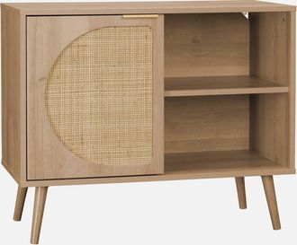 Sweeek Aparador Estilo Escandinavo Con Madera Redondeada, 80cm, Eva, Natural, 80x39x65.8 Cm