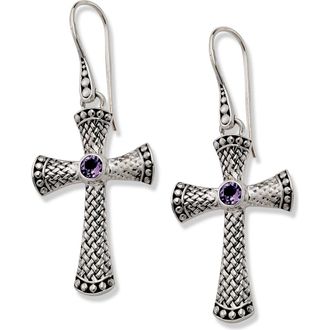Samuel B. Sterling Silver Cross Earrings in Purple at Nordstrom Rack