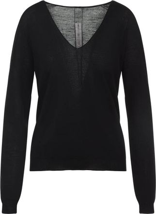 Rick Owens Luxe Zwarte Trui Aw 25 - Dames - V-hals truien - Zwart - L - Wol - Truien & Vesten