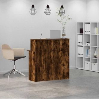 Berkfield Home Reception Desk Smoked Oak 100x50x103.5 cm Engineered Wood in Brown