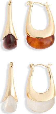 Natasha 2-Pack Resin Hoop Earrings in Clear/Neutral at Nordstrom Rack