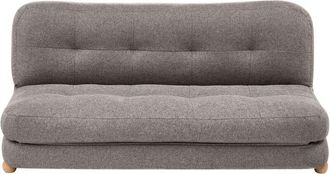 Beliani Sofa Bed Dark Grey Faux Linen Upholstery Wooden Legs 2 Seater Sleeping Function Quilted Living Room Bedroom Guest Room ESBJERG