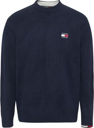 Tommy Jeans Truien & Vesten, Heren, Blauw, 2Xl, Katoen, Essentiële Katoenen Ronde Hals Trui Blauw