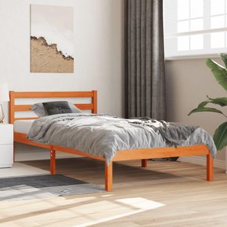 vidaXL Estructura De Cama Sin Colch&oacute;n Madera Maciza Marr&oacute;n 90x190 Cm Vidaxl