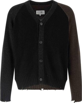 Maison Margiela Two-Tone Suede Patch Cardigan