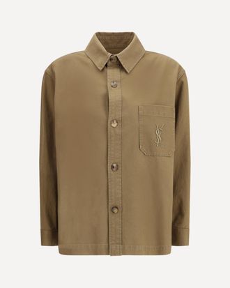 Saint Laurent Camicia Cassandre in gabardine di cotone e lino Woman L