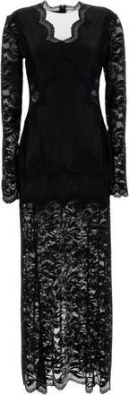 Paco Rabanne Lange kanten jurk - Dames - Maxi kleedjes - Zwart - XS - Kleedjes