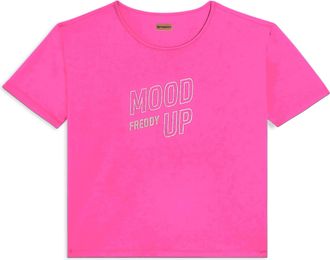 Freddy T-shirt cropped con maniche ampie e stampa Mood Up