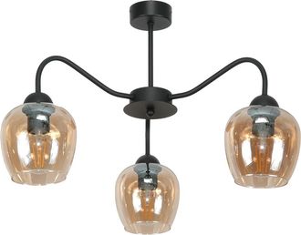 OEM L&aacute;mpara De Techo Colgante, Negra, Pantalla De Cristal, Grafito, 15-222 &Aacute;mbar Indio