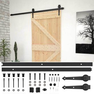 vidaXL Puerta Corredera 80 X 210 Cm Madera De Pino Maciza Vidaxl