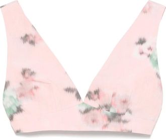 Philosophy di Lorenzo Serafini Tops, Dames, Roze, 2Xs, Linnen, Bloemen Linnen Blush Top