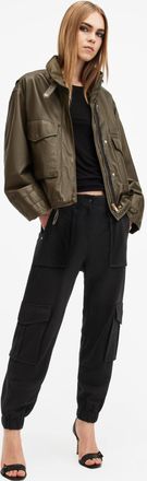 AllSaints Womens Viscose/Polyamide Freda Lightweight Cargo Trousers, Size: UK 16/US 12