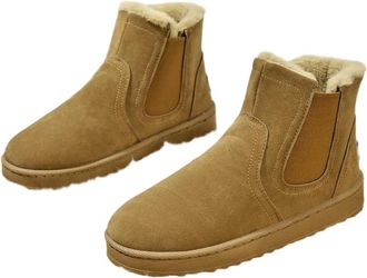 Generic NYSBH Mens outdoor minimalist slip-on fleece-lined warm flat-soled comfortable versatile ankle snow boots non-slip function