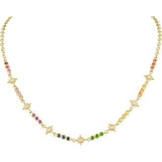Eden Presley Rainbow Stars Diamond & Sapphire Necklace in Yellow Gold/Sapphire/Diamond at Nordstrom, Size 16