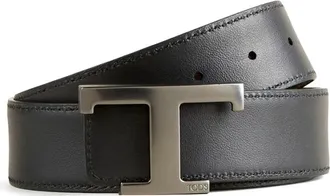 Tod's T Tijdloze Omkeerbare Riem - Heren - Riemen - Zwart - 85 CM - Leer - Accessoires