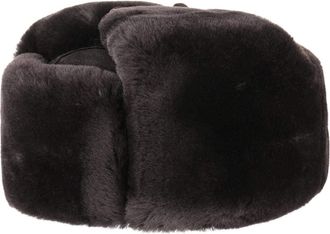 Cappellishop Lierys Zhivago Fur Hat with Leather (Approx. 12 cm high) - Ushanka with Quilted Lining - Russian Hat with Fur (New Wool) - Winter Hat - Chapka with Ea