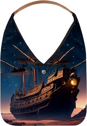 Generic Ancient Space Ship Reusable Lightweight Grocery Bags - Foldable Into Compact Pouch, Washable & Sturdy, Multipurpose for Shopping and Travel