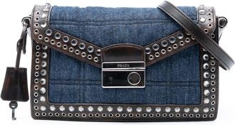 Prada Pre-owned Prada Studded Denim Sound Lock Crossbody BSHGSIL2RZYGBGSO