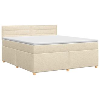 vidaXL Letto Box Spring Con Materasso Crema 140 X 190 Cm Tessuto Vidaxl