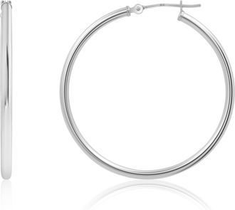 MAX + STONE Solid 10k or 14k Gold 2mm Thick Tube Hoop Earrings 12MM to 50MM