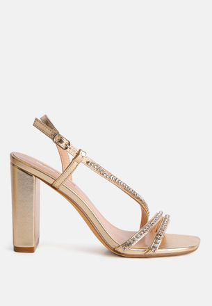 London Rag raisins pie diamante embellished block heel sandals