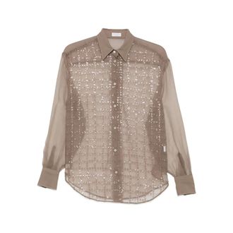 Brunello Cucinelli Dames, Blouses & Shirts, Bruin, Maat: XS