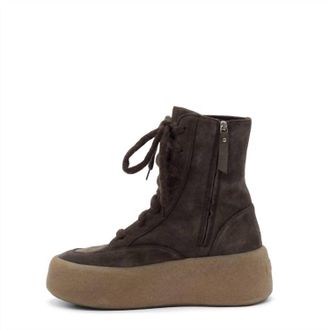 Vic Mati&eacute; Womens Lace Up Suede Platform Boot In Coffee